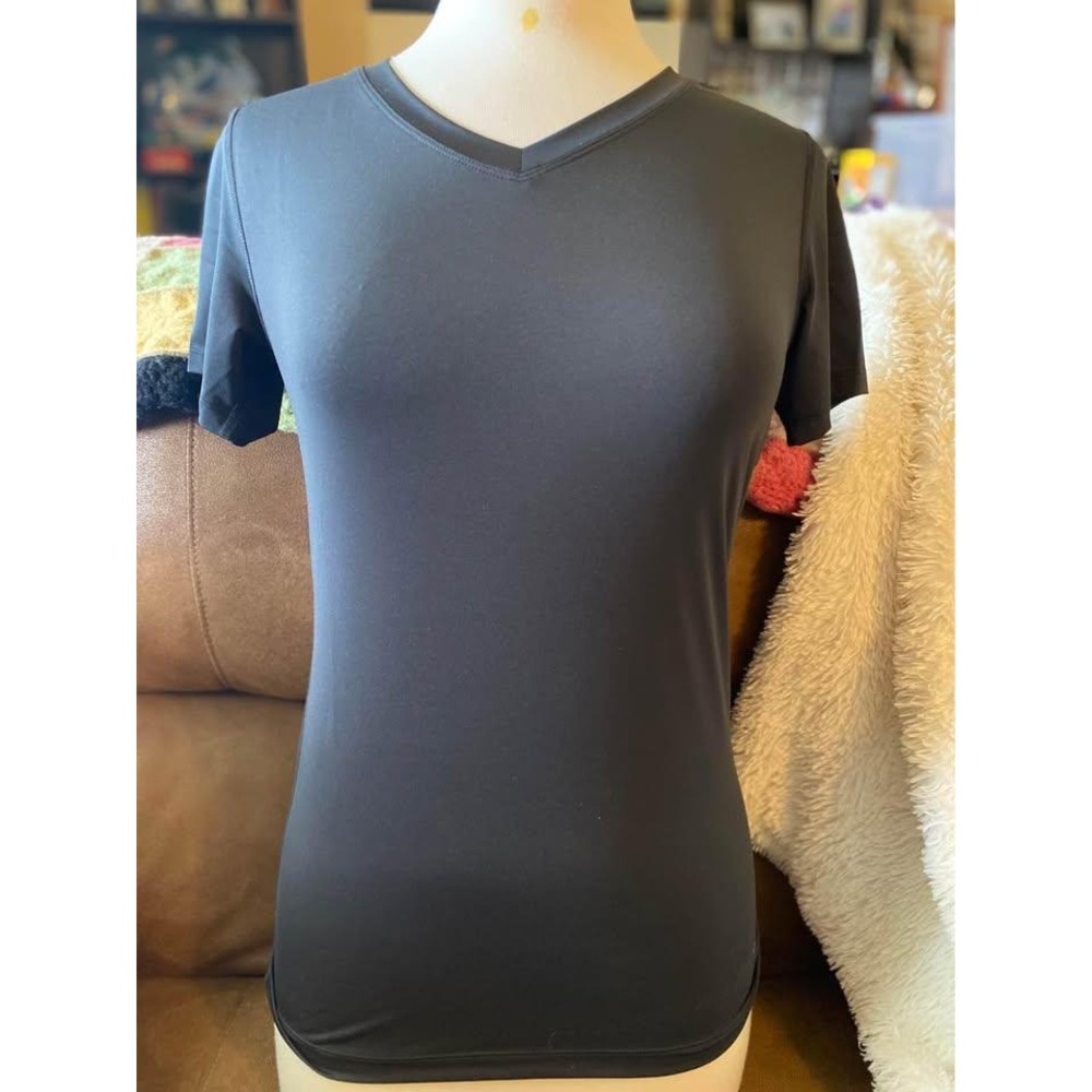 Tommie Copper Womens Core Compression Short Sleeve V-Neck Shirt Black Size M